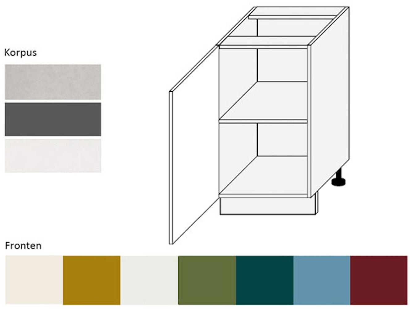 Küchenschrank Unterschrank 45cm Korpus- & lackierte Frontfarbe wählbar (RI-D1D/45) Bild 1