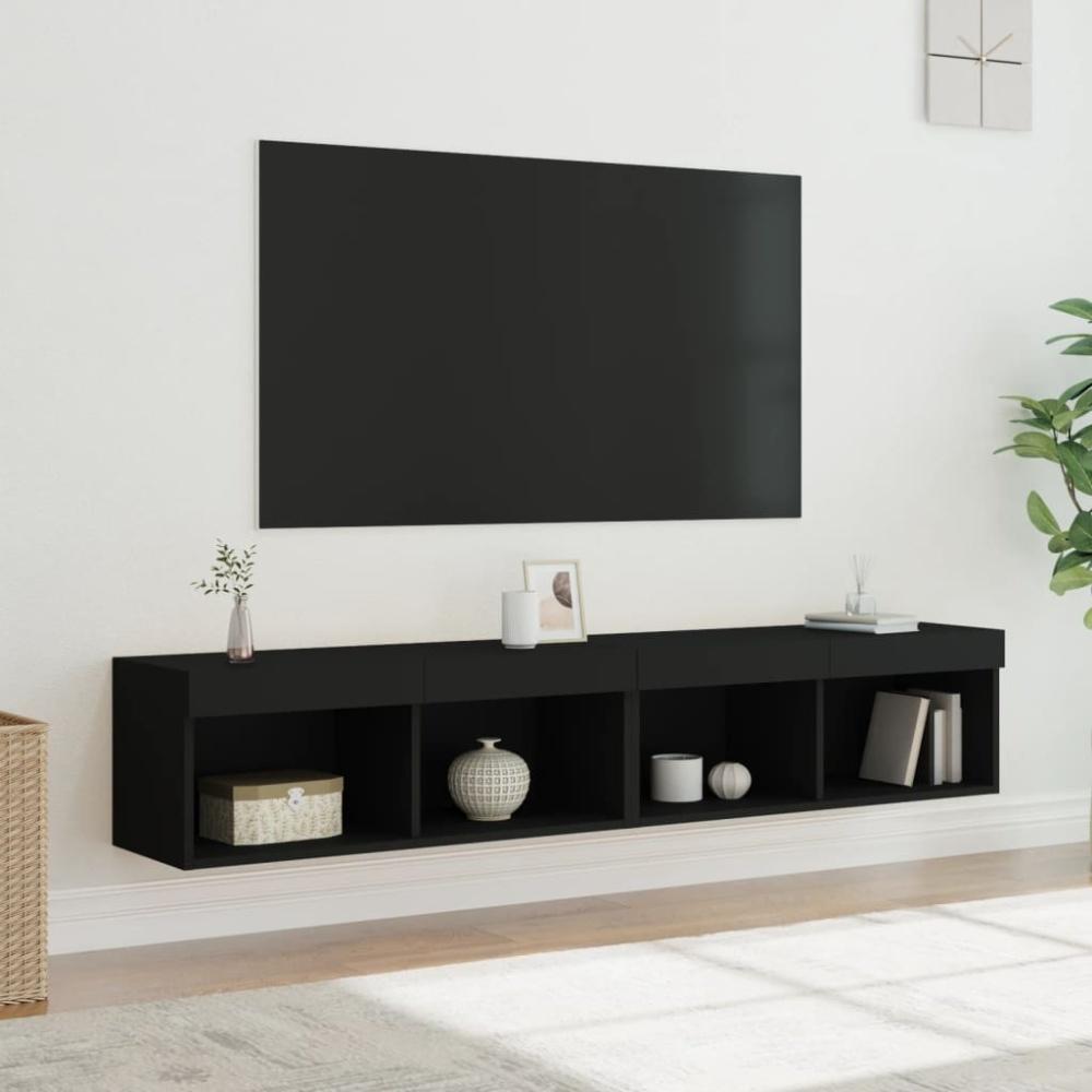 vidaXL TV-Schränke mit LED-Leuchten 2 Stk. Schwarz 80x30x30 cm Bild 1