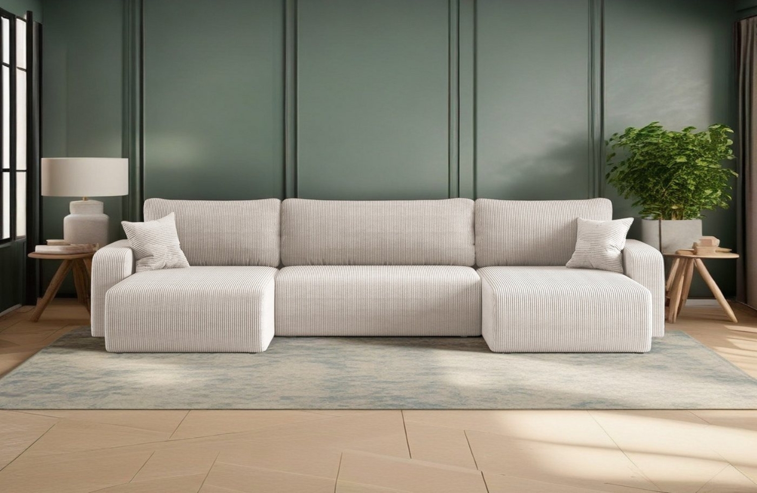 Kaiser Möbel Ecksofa mit schlaffunktion und bettkasten,U-form, MILANO Poso und Quelle, komfortabler Schaumstoff, viele Farben, Schlaffunktion, Bettkasten Bild 1