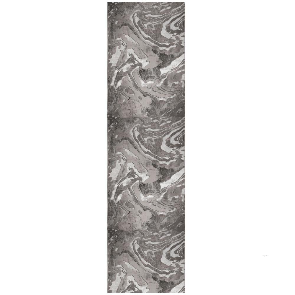 Kadima Design Luxuriöser Wohnzimmer Teppich "Ouse Joy", Metallische Marmorierung - Farbe: Silber, 80x300 cm Bild 1