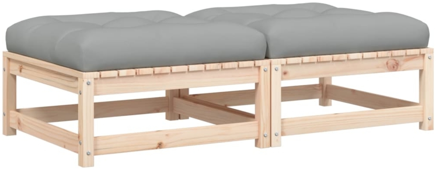 vidaXL Gartenhocker mit Kissen 2 Stk. Massivholz Kiefer 838102 Bild 1