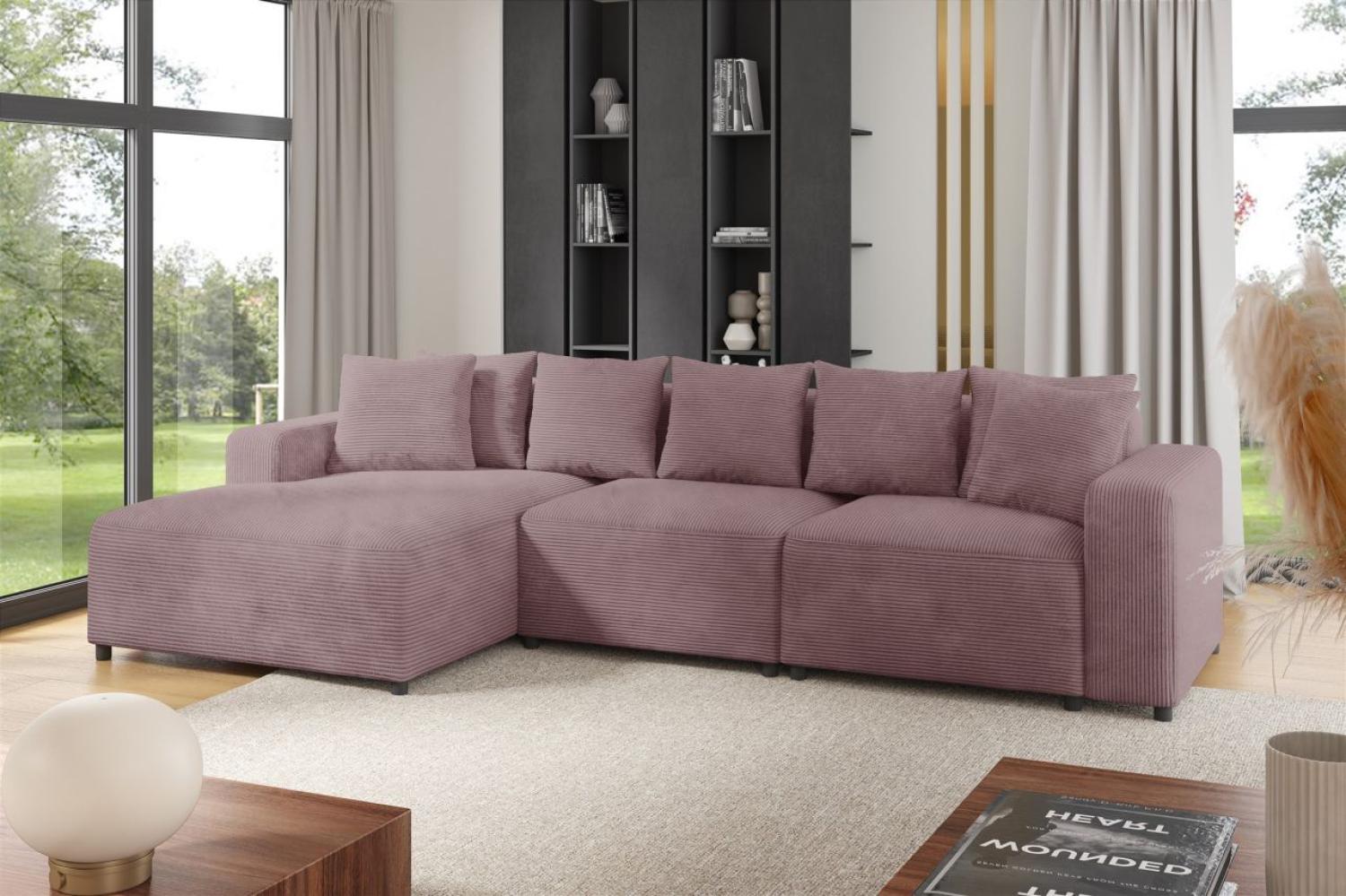 Ecksofa Designersofa Sofa MEGAN in Stoff Poso Altrosa Ottomane Links Bild 1