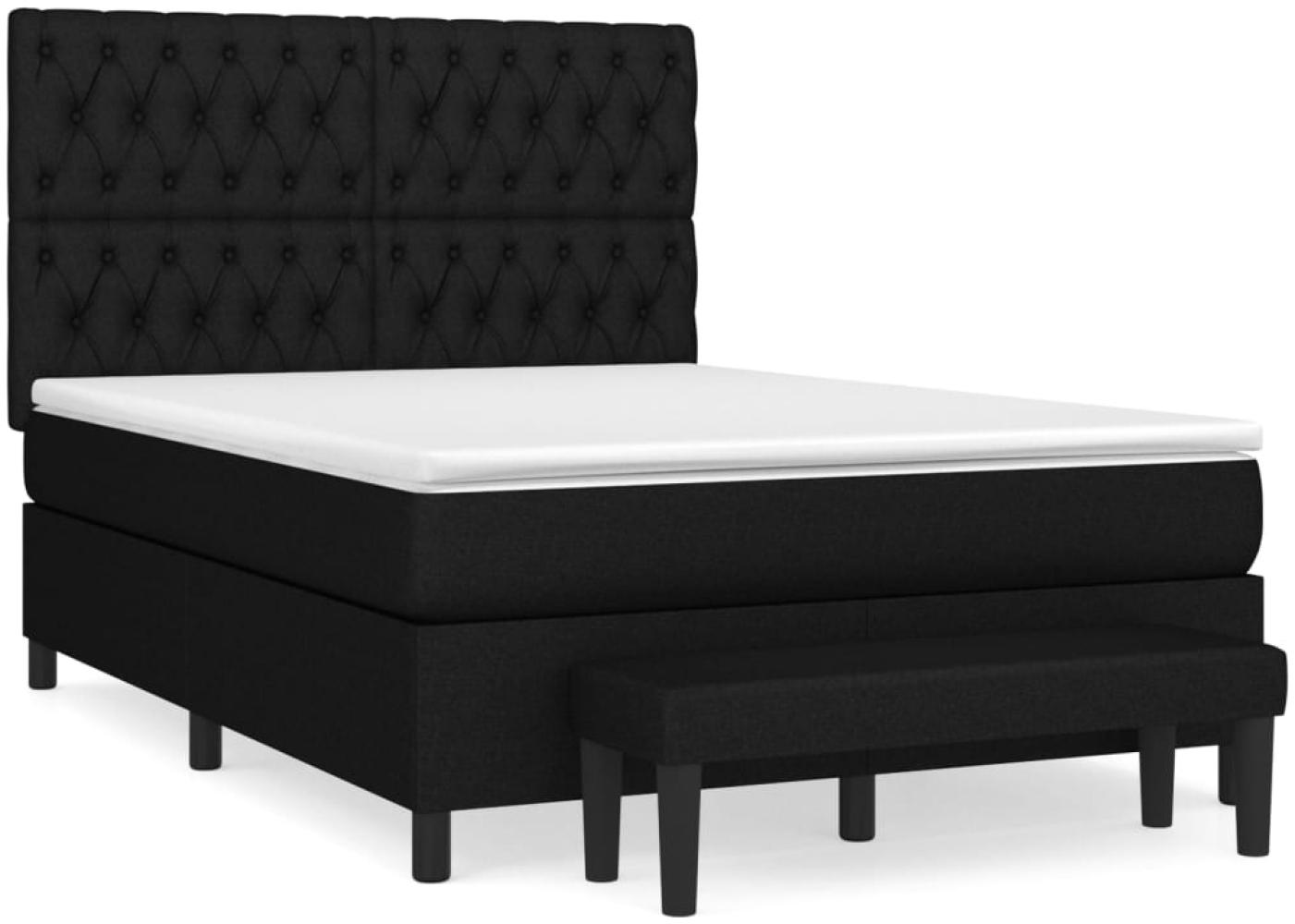 vidaXL Boxspringbett mit Matratze Schwarz 140x190 cm Stoff 3136831 Bild 1