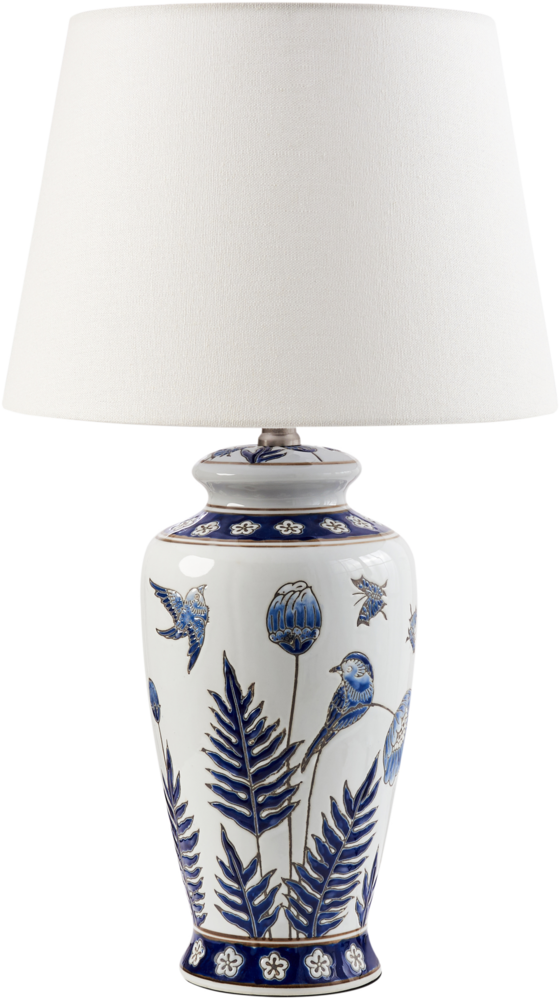 Tischlampe BIJELA Porzellan Weiß Blau Bild 1