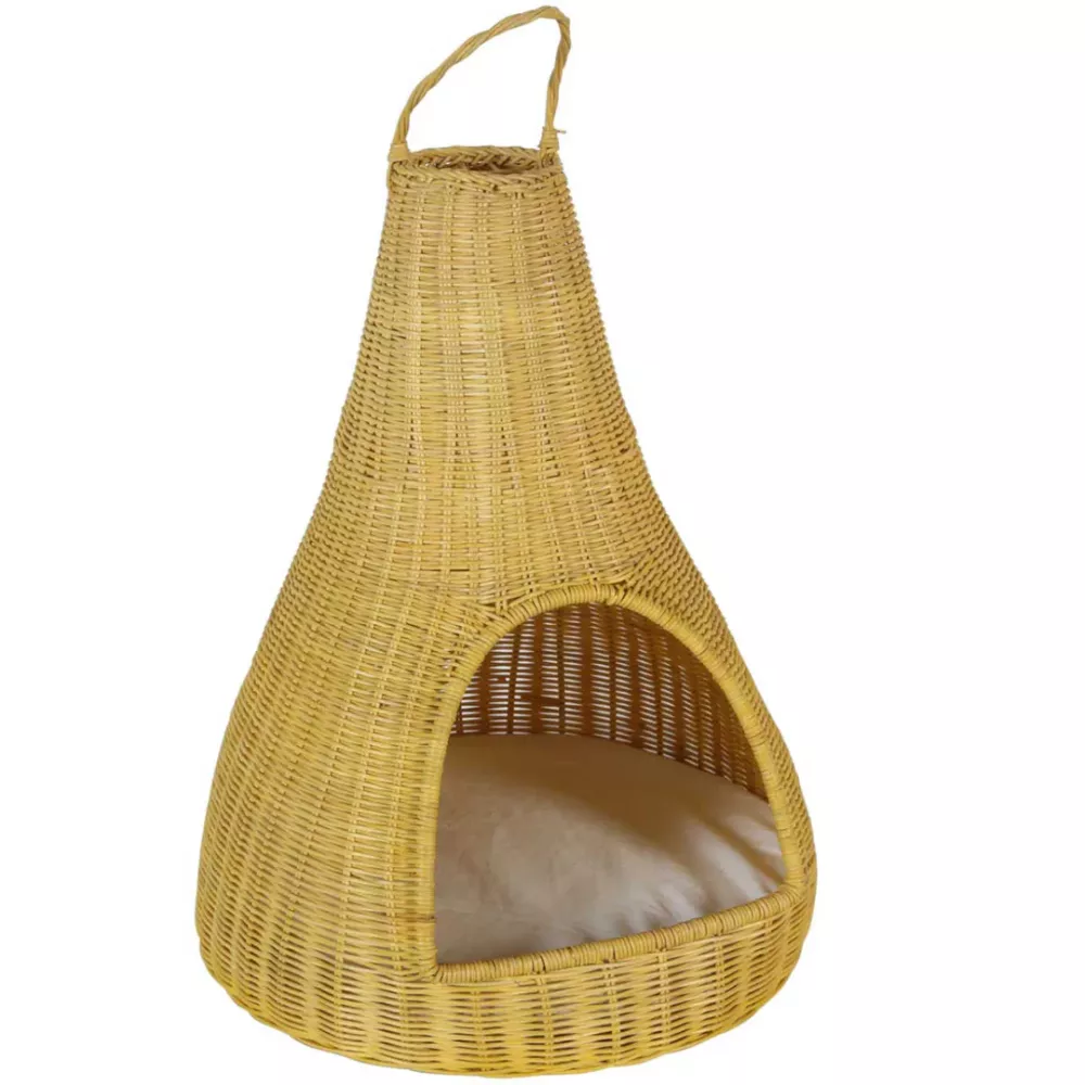 casa Moro Rattan Katzenhaus TIPI mit Kissen 40x62 cm Bild 1