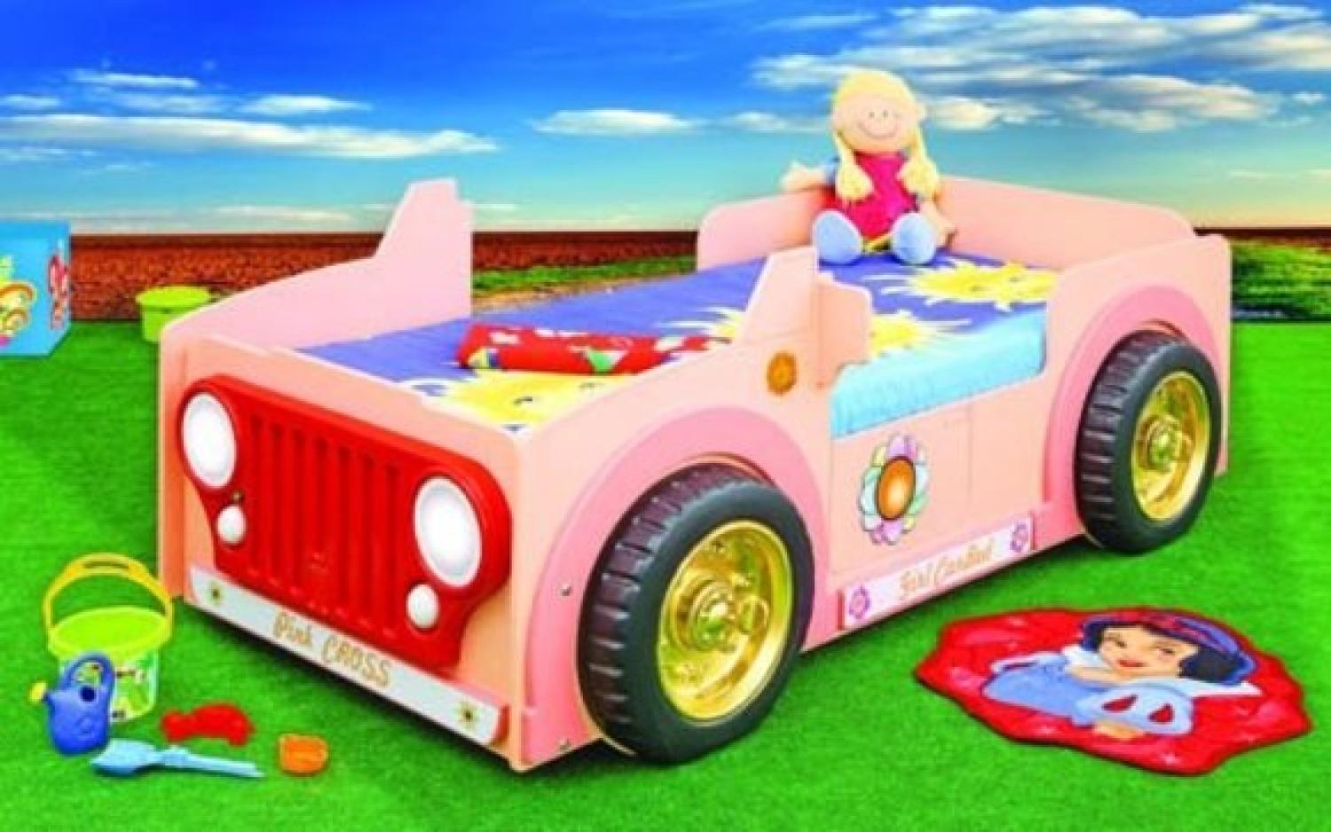 Kinderbett mit Matratze Jugendbett Auto Bett Betten JEEP PINK Bild 1