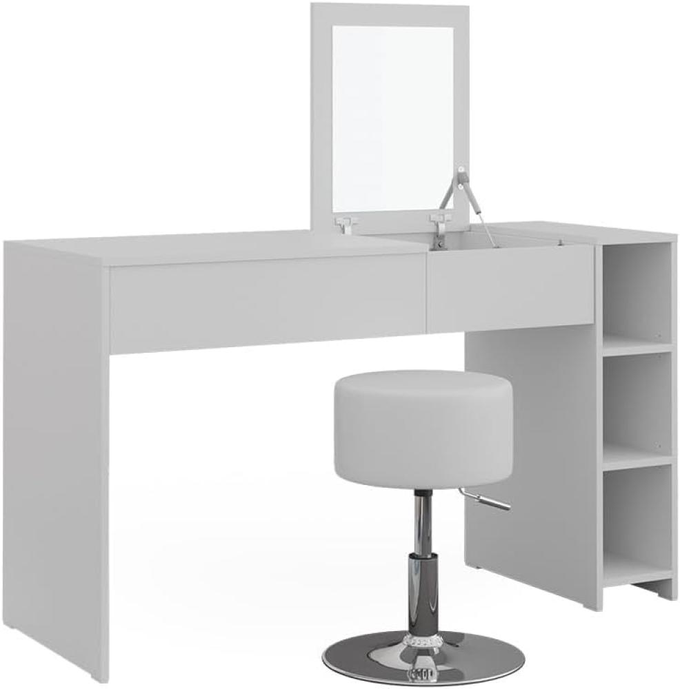 Vicco Schminktisch Kira, 129 x 76 cm, Weiß, Frisiertisch inkl. Spiegel und Hocker, modern Bild 1