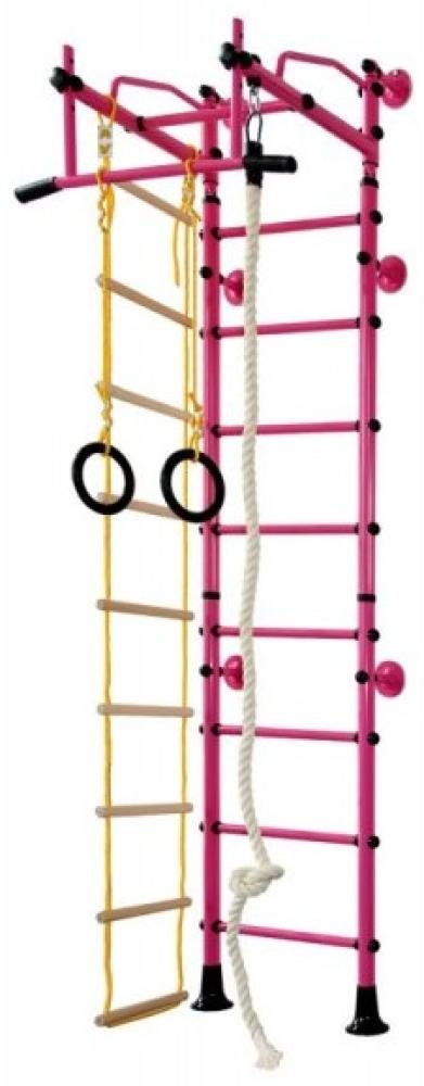 NiroSport Sprossenwand Kletterwand M2 Turnwand Made in Germany Kinderzimmer indoor Holzsprossen Rosa Raumhöhe 220 - 270 cm Bild 1