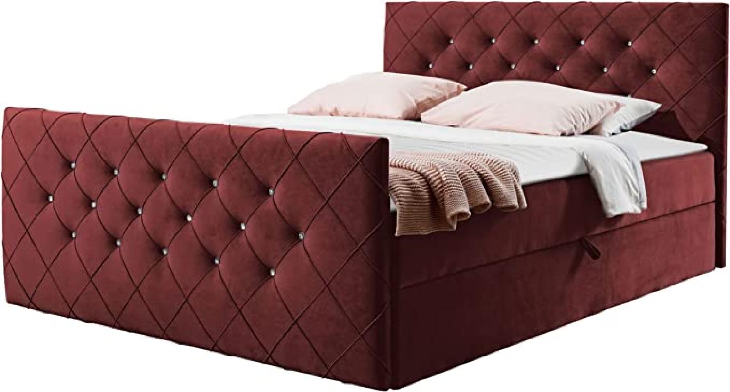 Boxspringbett Schlafzimmerbett EIVOR 180x200cm Bordeaux inkl. Bettkasten Bild 1