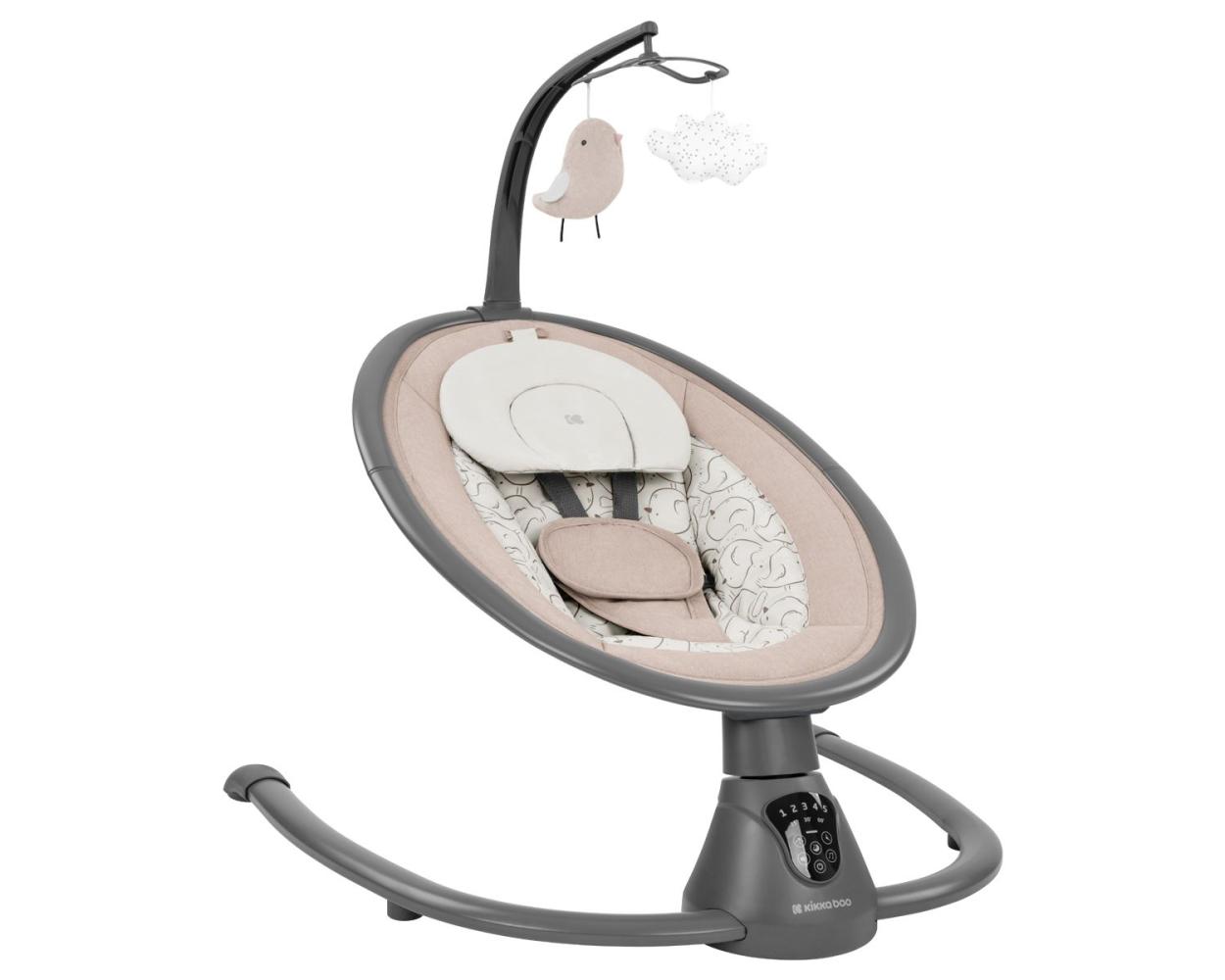 Kikkaboo elektrische Babywippe Twiddle, Schaukelfunktion, Fernbedienung, Timer beige grau Bild 1