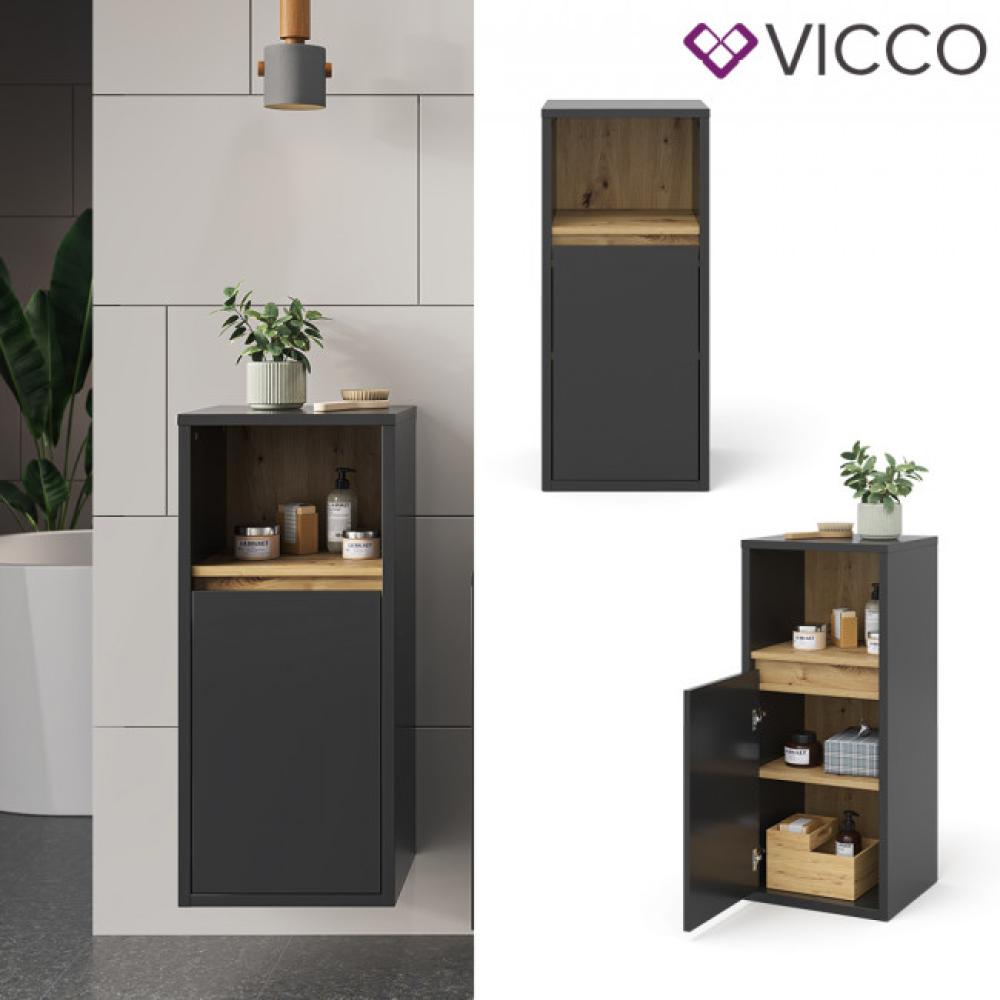 Vicco Midischrank Badschrank Badezimmermöbel Viola Anthrazit Eiche modern 38x80 Badezimmer Schrank Badmöbel Schranktür Schrankfach Ablage Aufbewahrung Bild 1