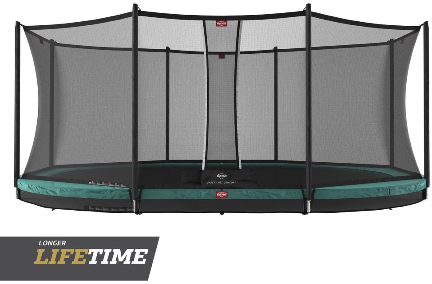 BERG Trampolin InGround oval 520x345 cm grün mit Sicherheitsnetz Comfort Grand Favorit Bild 1