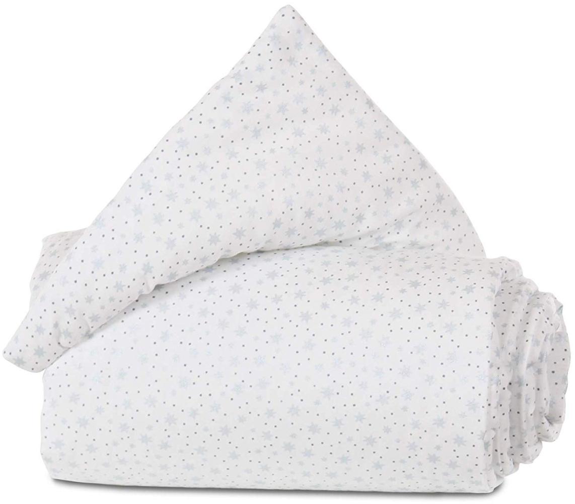 babybay Nestchen Organic Cotton passend für Modell Maxi, Boxspring und Comfort, weiß Glitzersterne diamantblau Bild 1