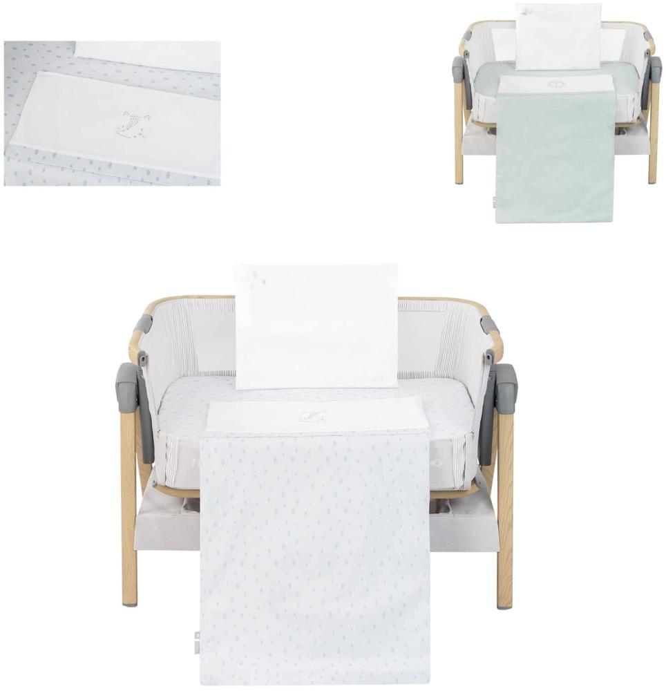 Kikkaboo Babywiege Bettwäsche-Set 5-tlg, Decke 85 x 55, Kissen 45 x 35, Laken blau Bild 1