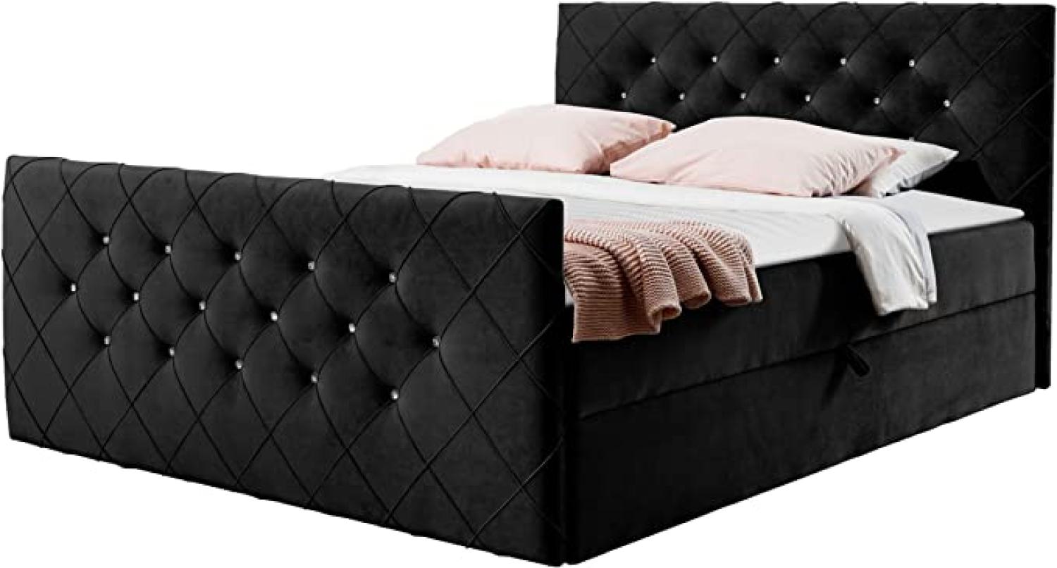 Boxspringbett Schlafzimmerbett EIVOR 180x200cm Schwarz inkl. Bettkasten Bild 1