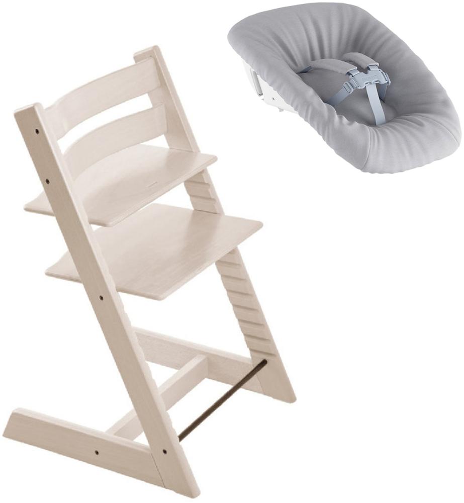 Stokke 'Tripp Trapp' Hochstuhl, white wash, höhenverstellbar, Buche, inkl. Newborn Set™ Bild 1