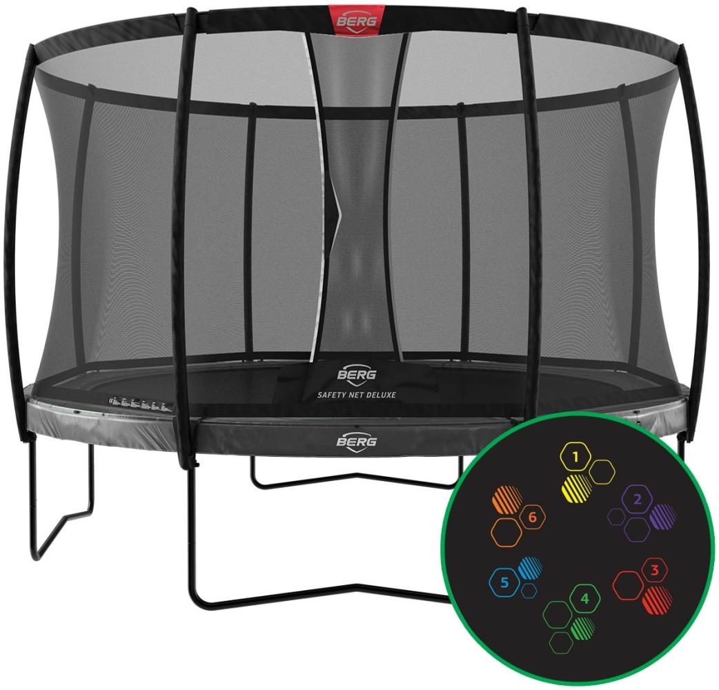 Berg Elite Trampolin Regular Grau Levels 430 cm, Sicherheitsnetz Deluxe XL Bild 1