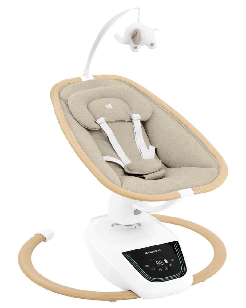 Kikkaboo Babywippe BeMoove elektrisch Moskitonetz Fernbedienung Melodien Timer beige Bild 1