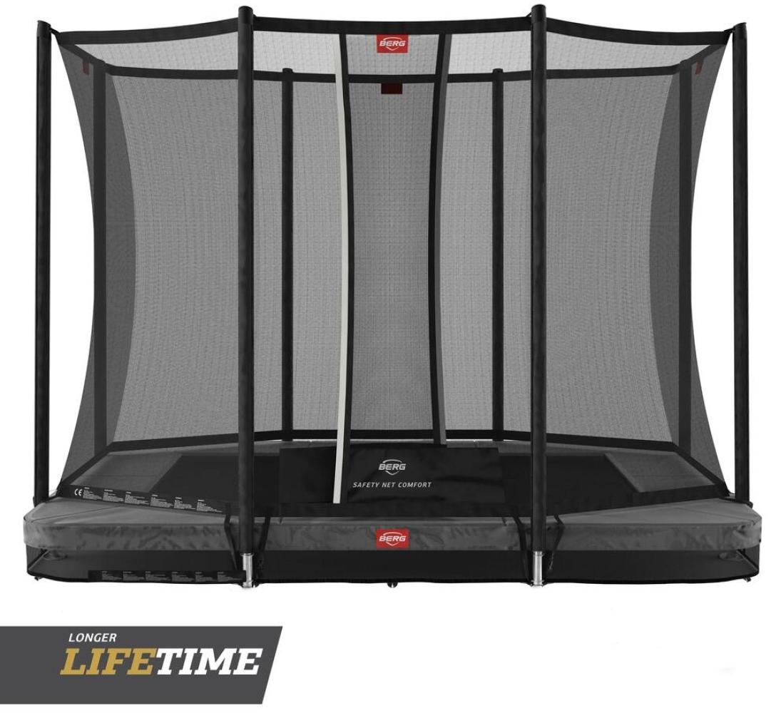 BERG Trampolin InGround rechteckig 280x190 cm grau mit Sicherheitsnetz Comfort Ultim Favorit Bild 1