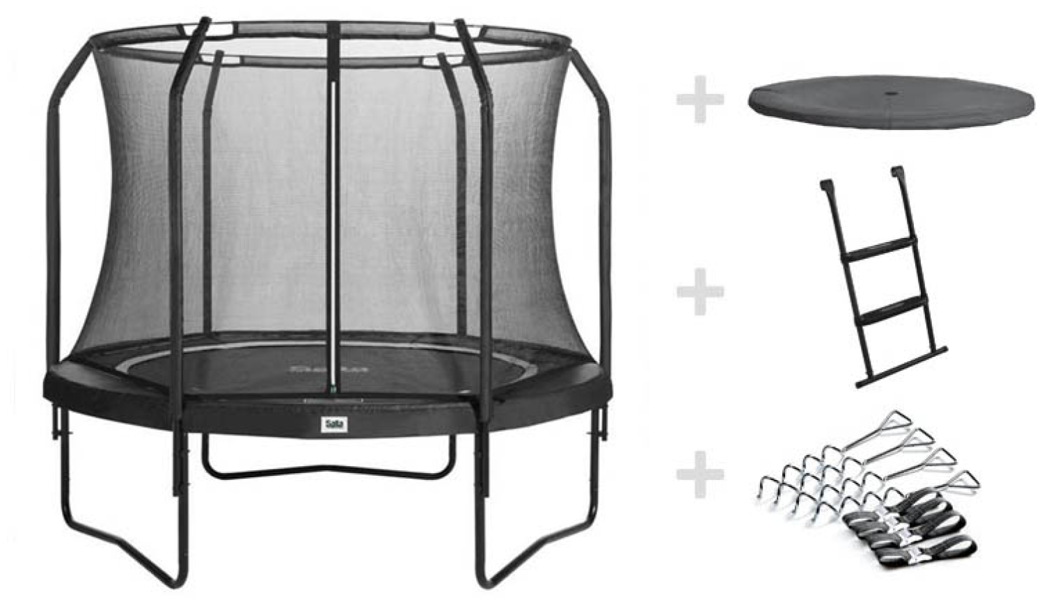 SALTA Trampolin Premium Black Edition Ø 305 cm schwarz + Netz + Leiter + Abdeckplane + Verankerung Bild 1