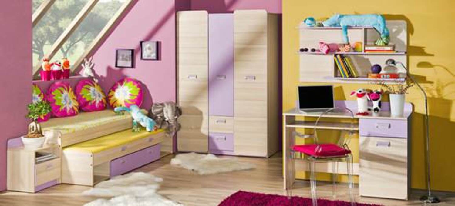 Komplett Jugendzimmer 6tlg. Kinderzimmer Bett Schreibtisch Schrank Bild 1