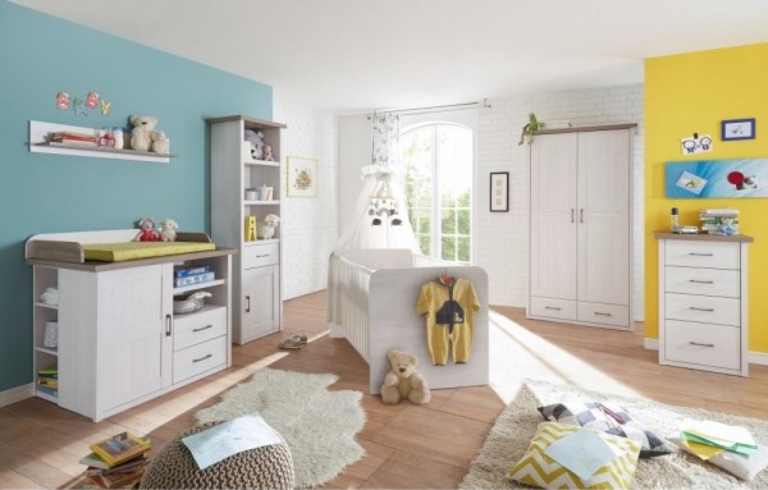 Babyzimmer-Set Kinderzimmer LUCA Babybett Kleiderschrank 2trg. Wickelkommode Regal Bild 1