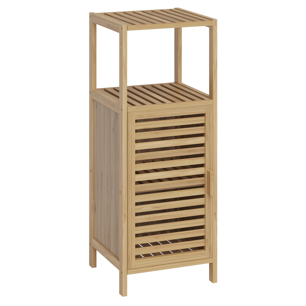 Bellamio 'Newa' Badezimmer-Schrank, Bambus, natur, 85 x 33 x 33 cm, mit 4 Ablagefächern und 1 Tür Bild 1