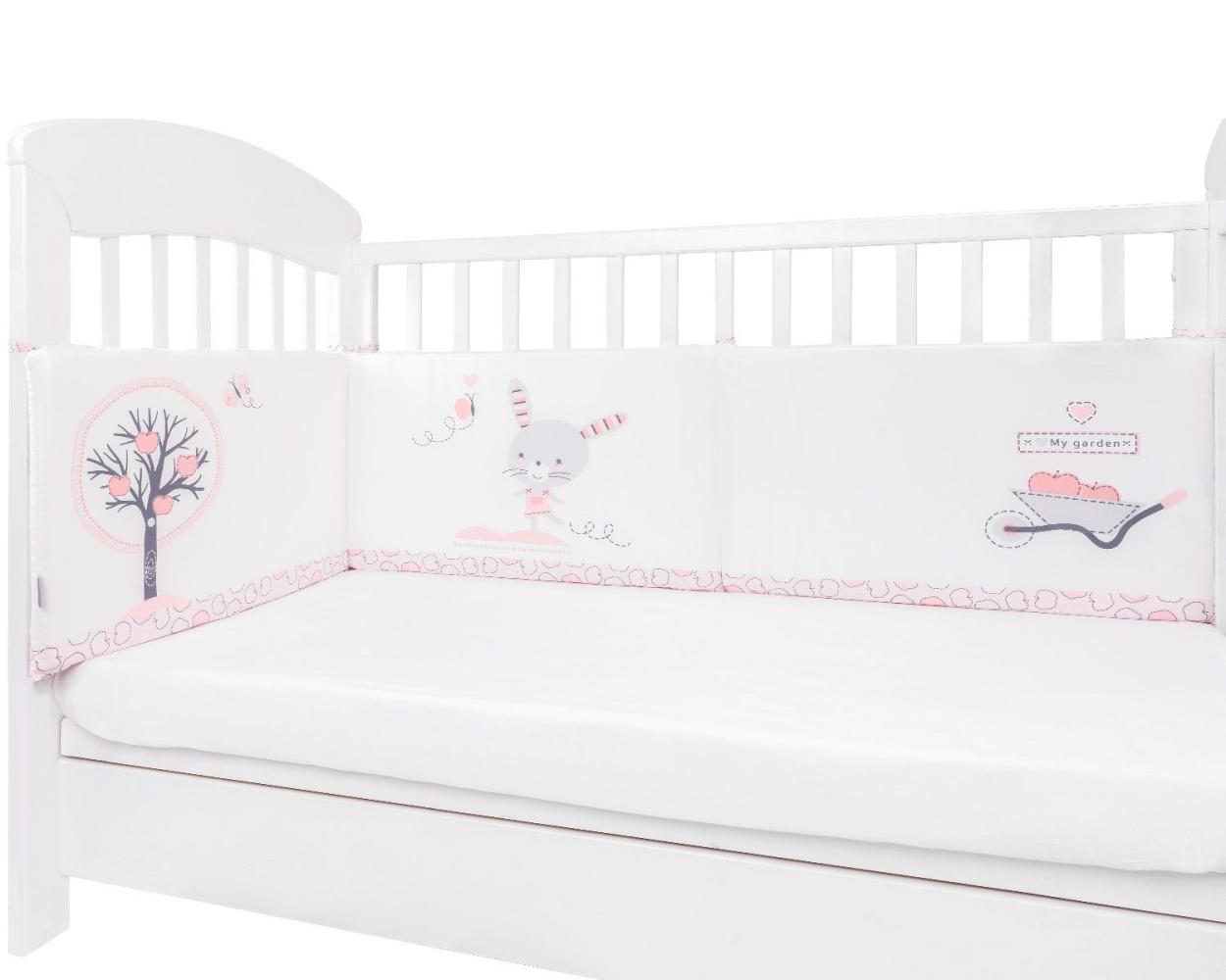 Kikkaboo Babybett Nestchen für Babybett 120 x 60 cm, Bettumrandung 180 x 35 cm pink Bild 1