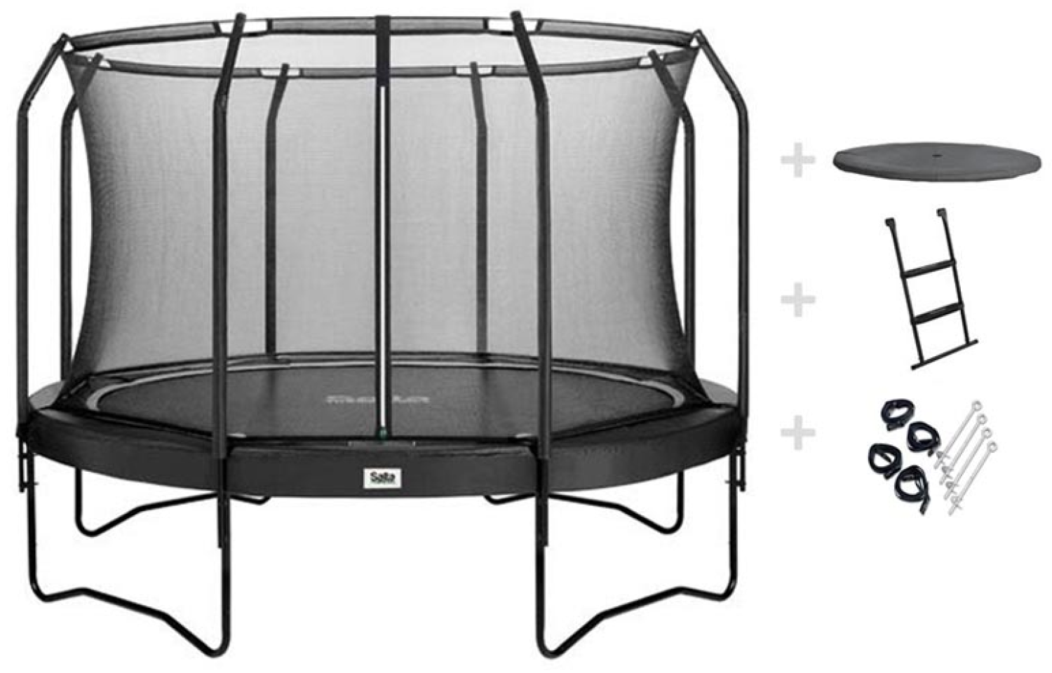 SALTA Trampolin Premium Black Edition Ø 366 cm schwarz mit Netz, Abdeckplane, Leiter + Verankerung Bild 1