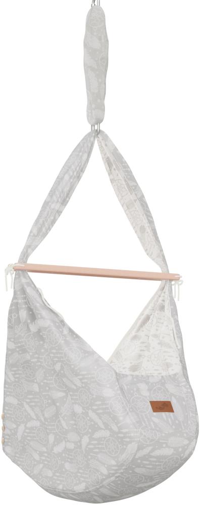 Baby Federwiege Dreamcatcher WarmGrey Matratze mit Schafwolle Bild 1