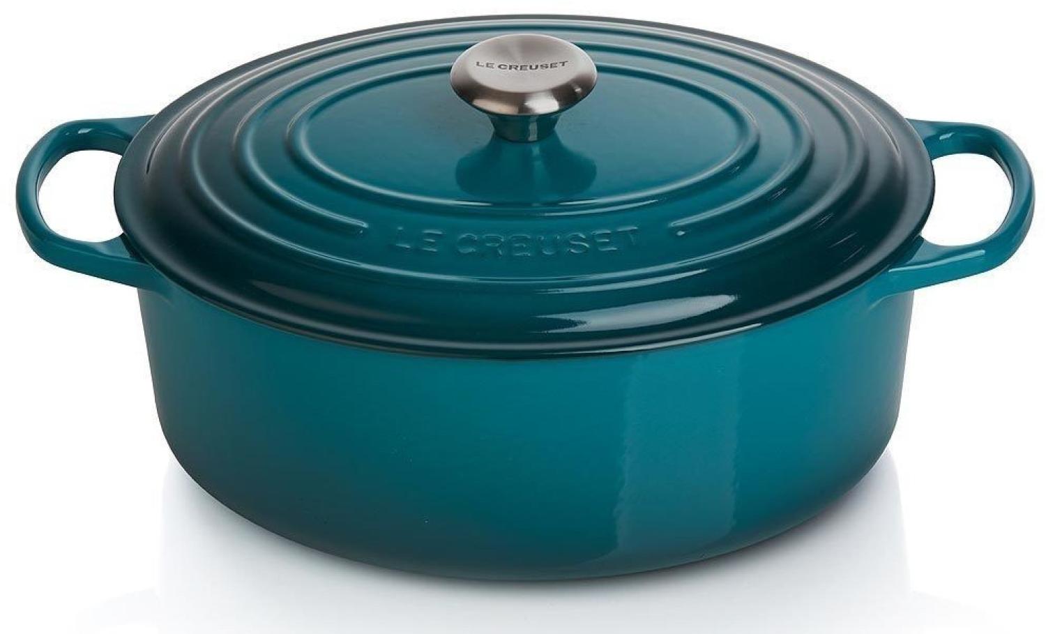 Le Creuset Bräter 'Signature' , Gusseisen , Oval, für alle Herdarten und Induktion geeignet, Deep Teal, 35,0 cm Bild 1