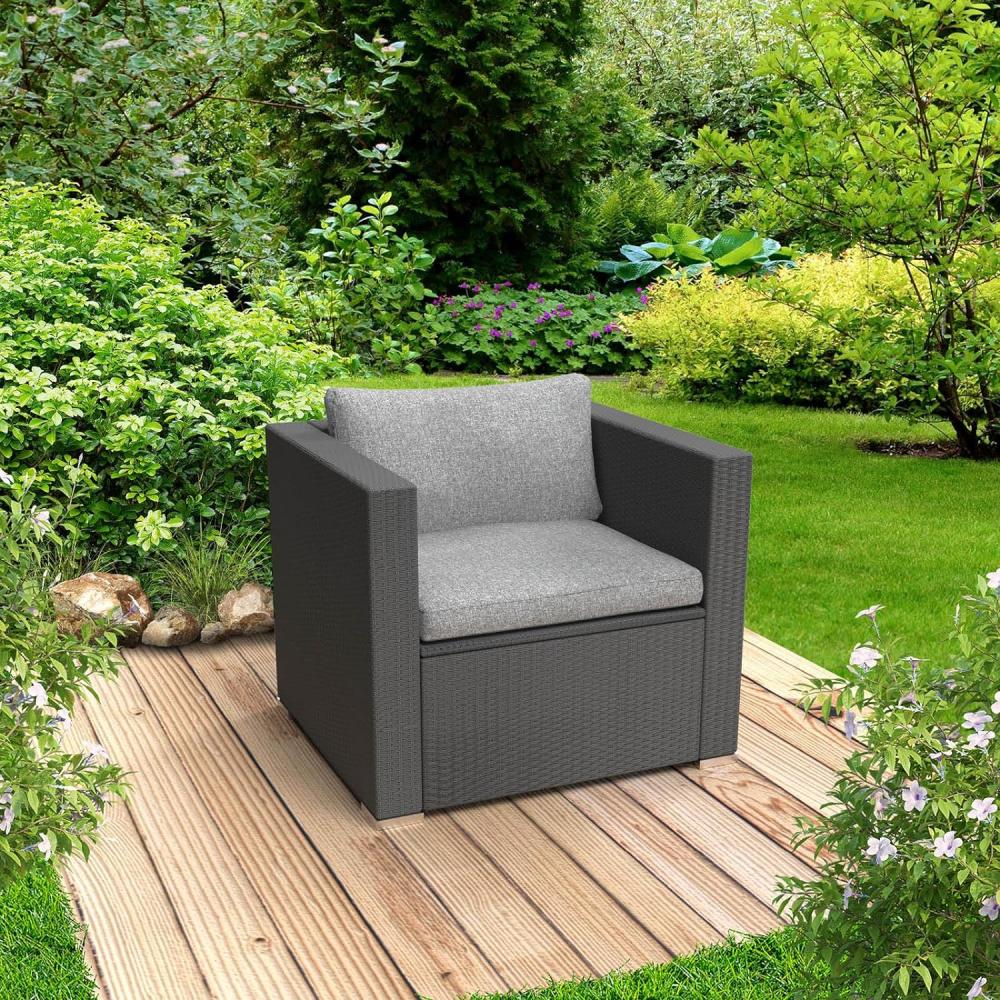 BRAST Poly-Rattan Gartenmöbel Lounge Set Einzelsessel schwarz Bild 1