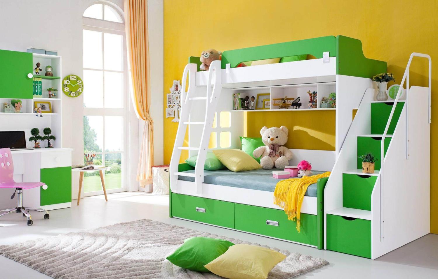 Jugendbett Schreibtisch Schrank Grün NEU Jugendzimmer Kinderzimmer komplett Set Bild 1