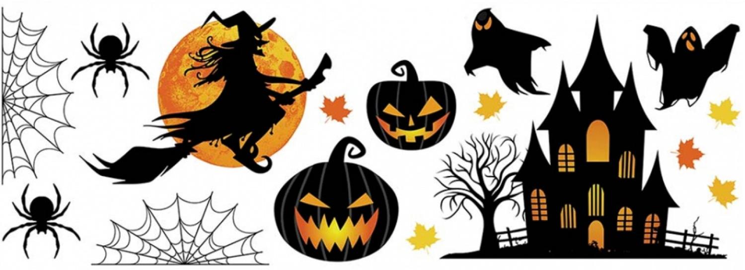 Wandsticker Halloween Motive Silhouetten Umrisse 16 tlg. Bild 1