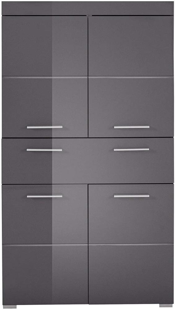 Trendteam 'Amanda' Midischrank, Holz, 132 x 31 x 73 cm, Grau Hochglanz Bild 1