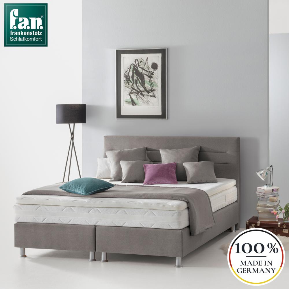 F. A. N. Frankenstolz Boxspringbett 'Duett', Hellgrau, 180x200 cm, H2/H2 Bild 1