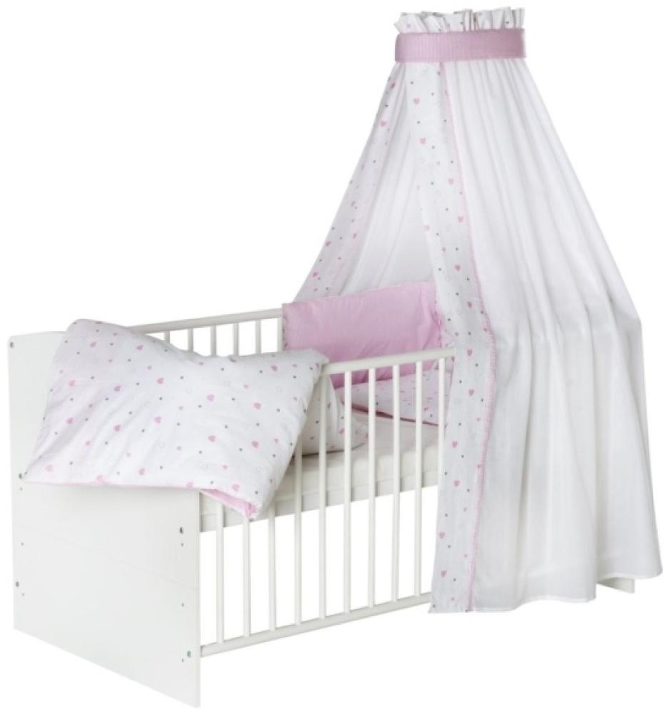 Schardt CLASSIC Komplett-Kinderbett, 3-teiliges Bettset, 70x140cm, Dess. HERZCHEN ROSA Bild 1