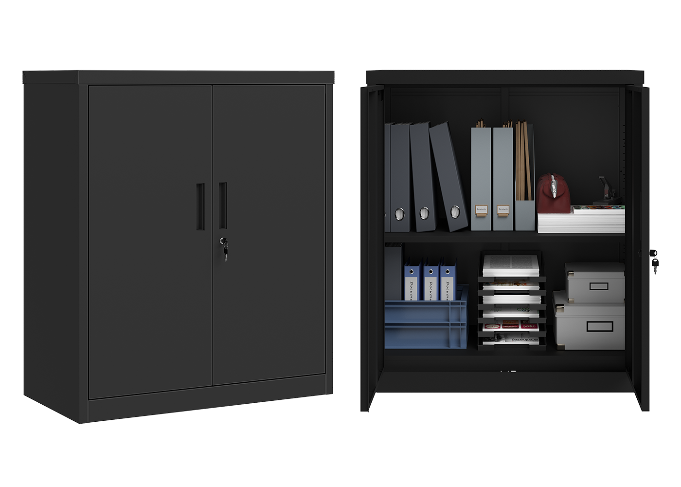 STEELSØN 'Regulus' Aktenschrank mit 1 Ablage, Metall, schwarz, 90x40x90 cm, abschließbar Bild 1