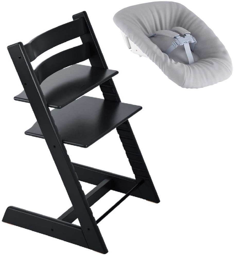 Stokke 'Tripp Trapp' Hochstuhl, schwarz, höhenverstellbar, Buche, inkl. Newborn Set™ Bild 1