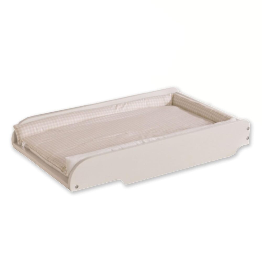 roba Wickelplatte - inkl. Wickelauflage Vichy beige - Zum Aufsetzen auf Baby- & Kinderbetten - Weiß Bild 1