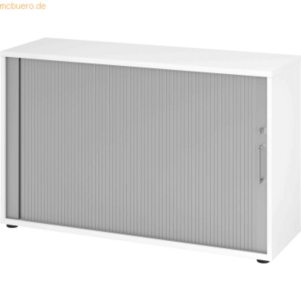 mcbuero. de Rolladenschrank 2 OH BxTxH 120x40x74,8cm Griff BS Weiß/Silb Bild 1