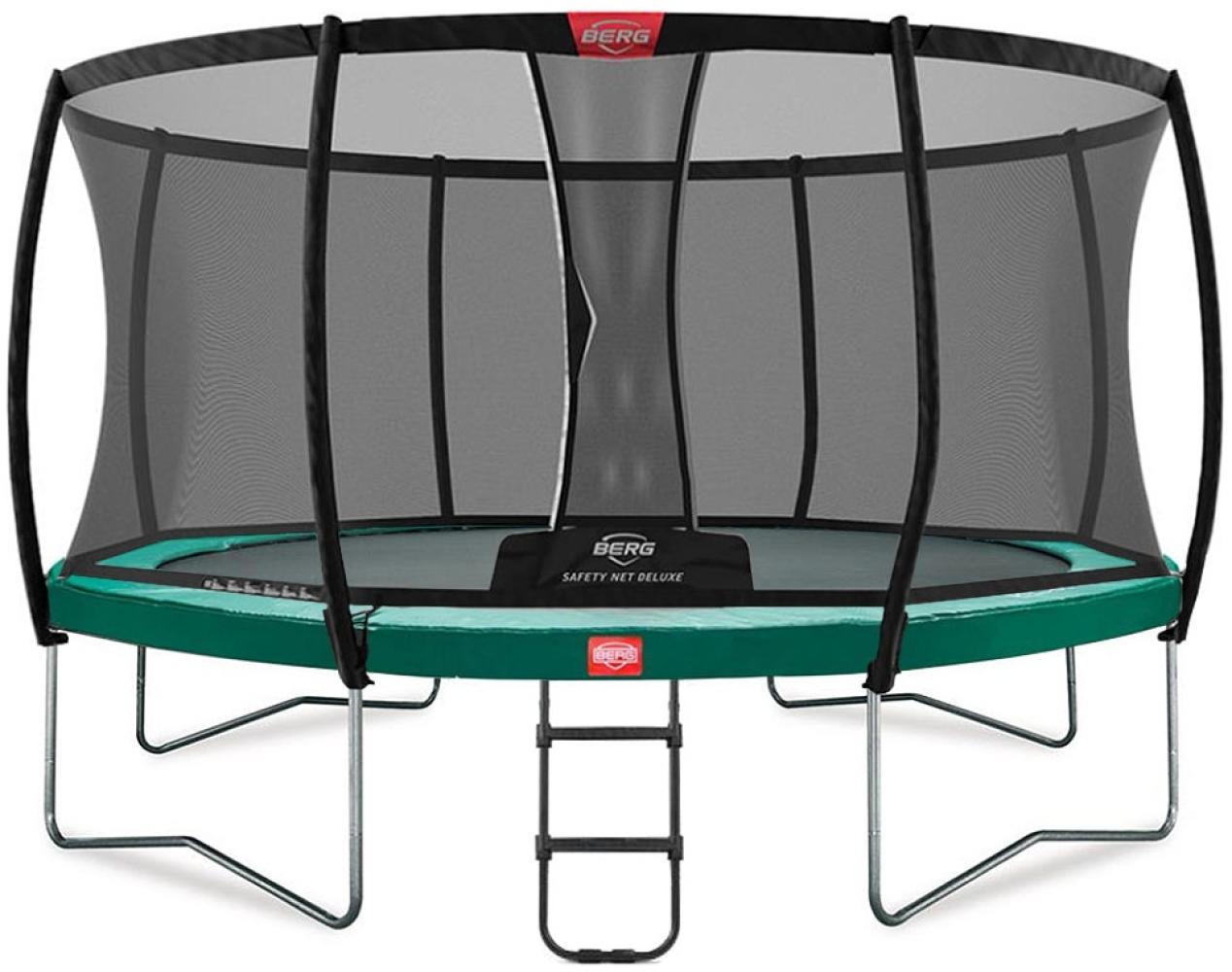 BERG Trampolin Favorit rund 430 cm grün mit Leiter & Sicherheitsnetz Deluxe Regular Bild 1