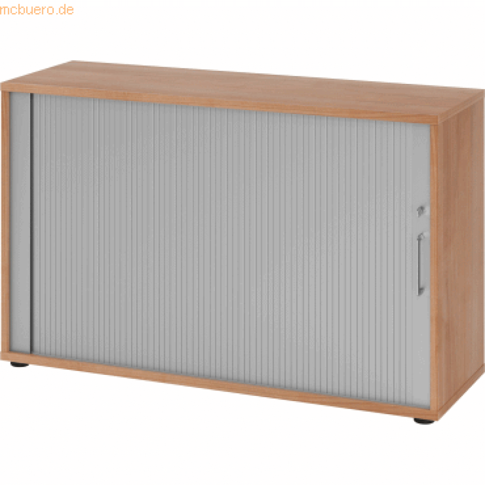 mcbuero. de Rolladenschrank 2 OH BxTxH 120x40x74,8cm Griff BS Nussbaum/ Bild 1