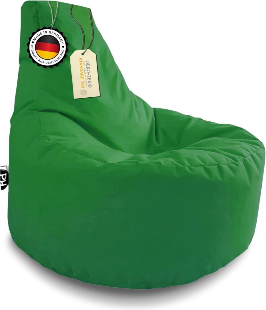 Patchhome Gamer Kissen Lounge Kissen Sitzsack Sessel Sitzkissen In & Outdoor geeignet fertig befüllt | Grün - Ø 75cm x Höhe 80cm - in 2 Größen und 25 Farben Bild 1