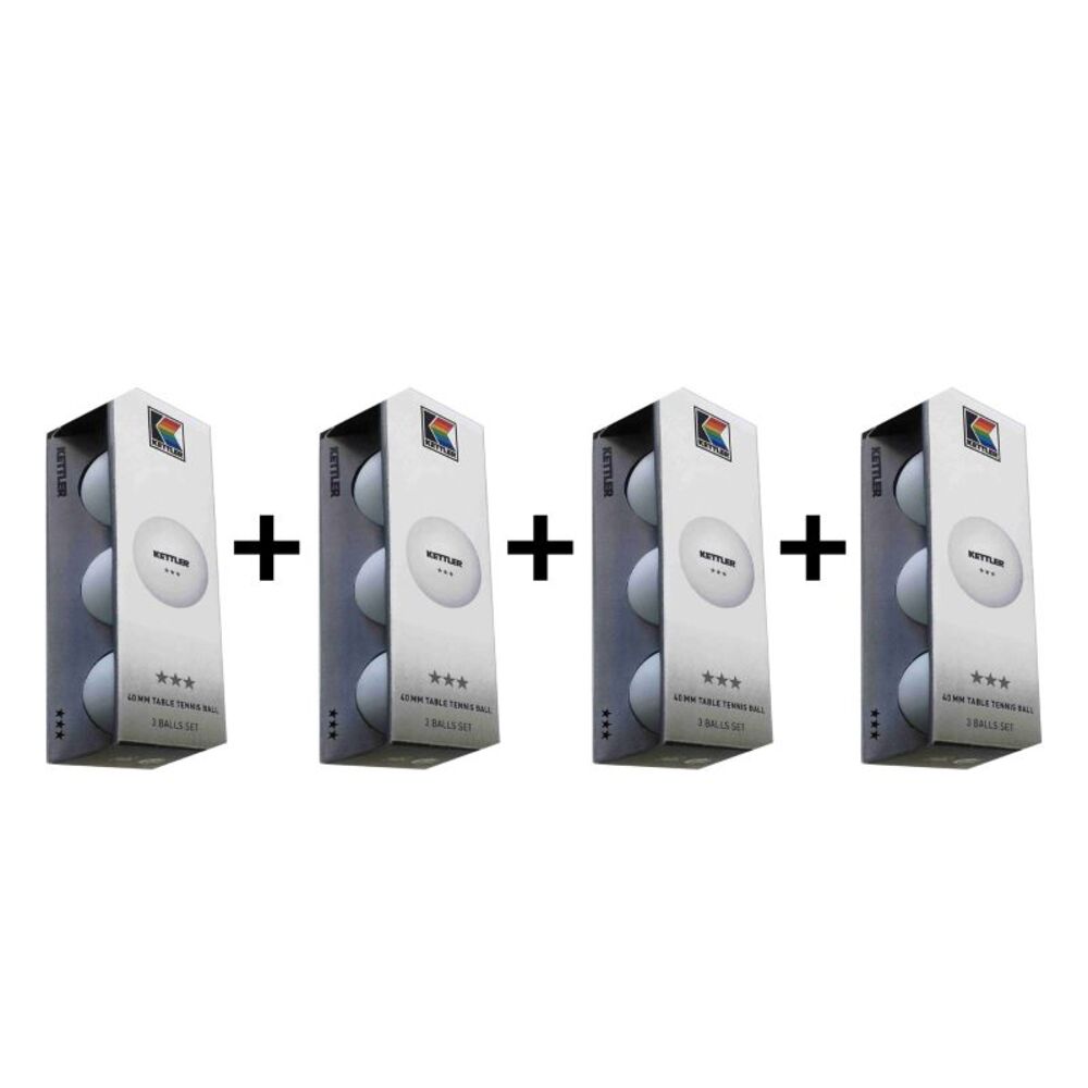 KETTLER Tischtennisbälle, 12er Set, 3-Star Rating, Kunststoff weiß, Ø 40 mm Bild 1