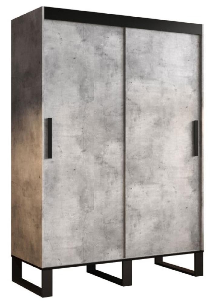 Schiebetürenschrank Loft Kleiderschrank beton schwarz Schubladen Breite 150cm Bild 1