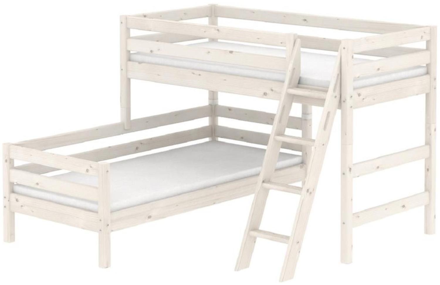 Flexa 'Classic' Etagenbett weiß, schräge Leiter, 90x200 cm Bild 1