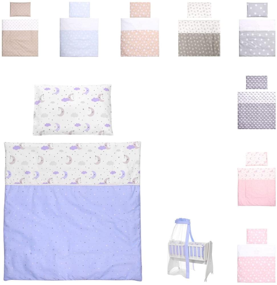 Lorelli Baby-Bettwäsche 7-teiliges Set First Dreams Decke Kissen Laken Himmel blau weiß Bild 1