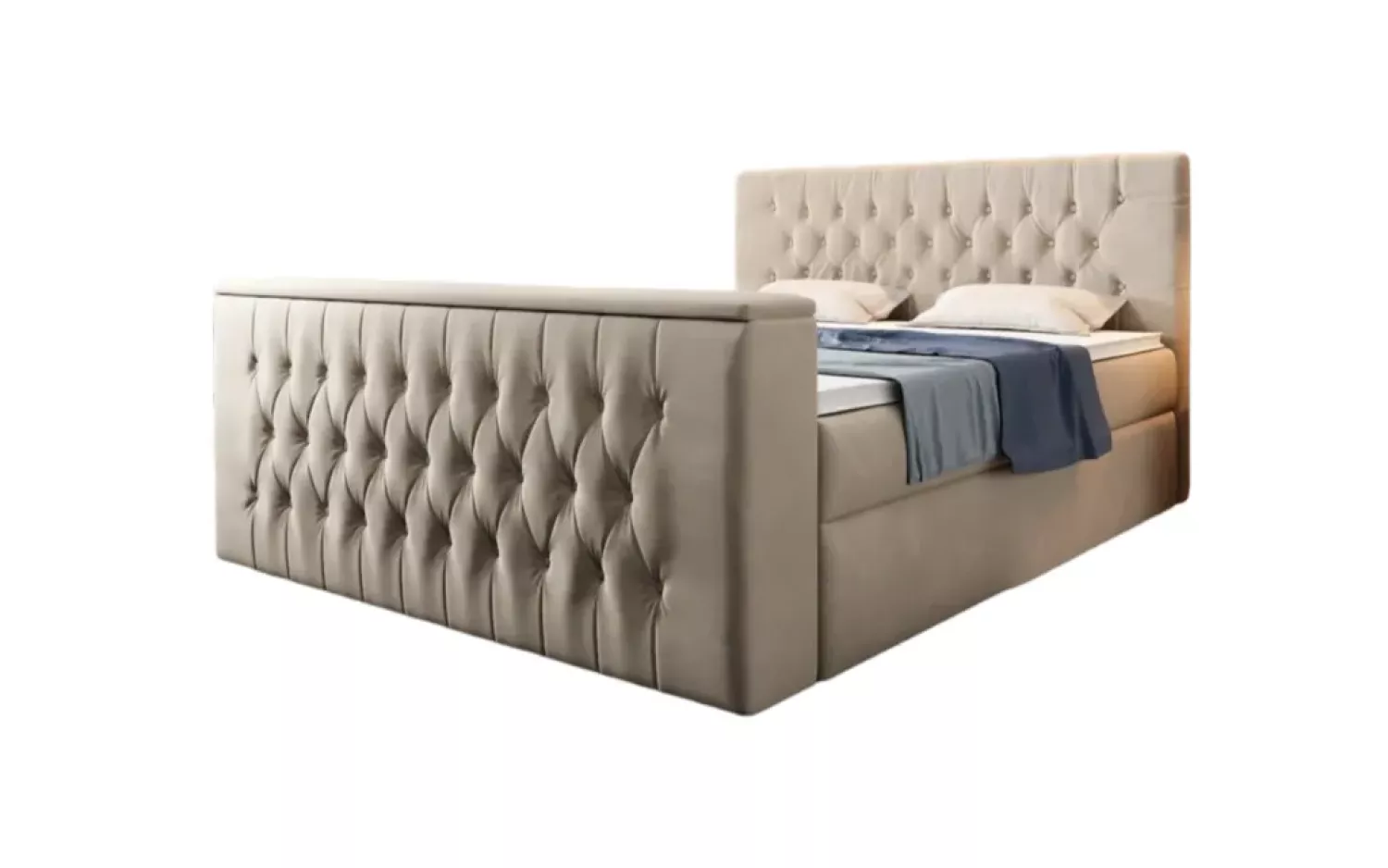 Boxspringbett Velano mit TV Lift und Stauraum, Beige H3, 180x200cm Bild 1