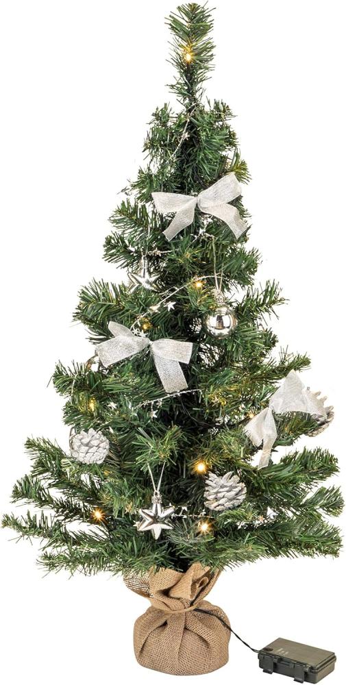 Bambelaa! Weihnachtsbaum Künstlich Mit Beleuchtung Geschmückt Tannenbaum Dekoriert Christbaum Beleuchtet LED 75cm Silber Bild 1